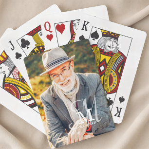 Monogram Name Modern Elegant Custom Photo Playing Cards