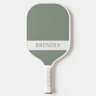 Monogram Name Modern Green White Pickleball Paddle
