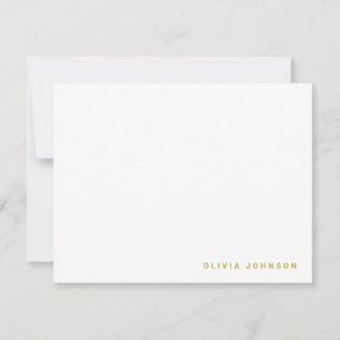 Monogram Name Modern Minimal White Flat Note Card