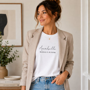Monogram Name Modern Minimalist Stylish T-Shirt