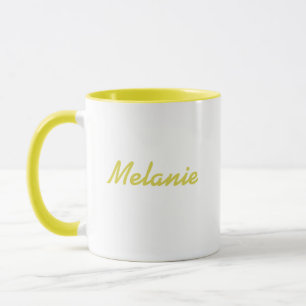 Monogram Name Modern Minimalist Yellow White Mug