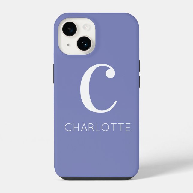 Monogram Name Modern Periwinkle iPhone Case (Back)