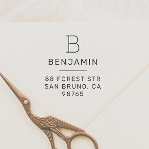 Monogram & Name Modern Personalised Address Self-inking Stamp