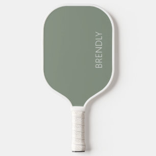 Monogram Name Modern Stylish Green White Pickleball Paddle