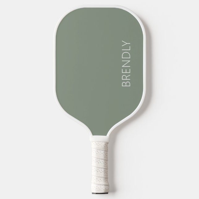Monogram Name Modern Stylish Green White Pickleball Paddle (Front)