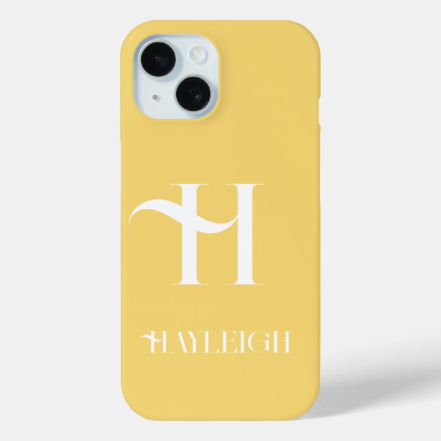 Monogram Name Modern Stylish Yellow Case-Mate iPhone Case (Back)