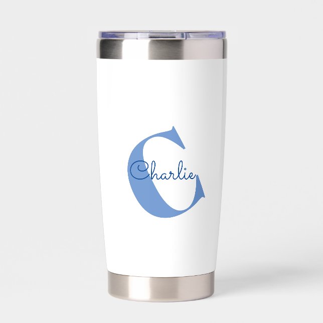 Monogram Name Modern Typography Insulated Tumbler (Front)