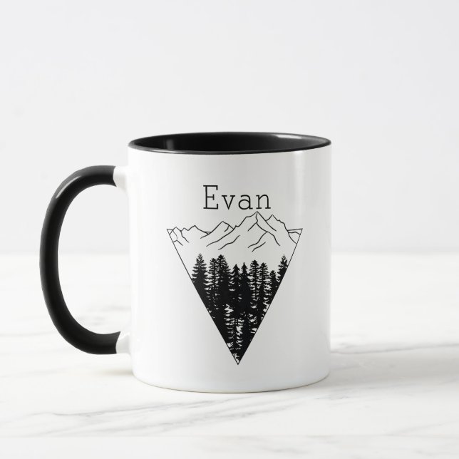 Monogram Name Mountain Trees Nature Lover Hiker Mu Mug (Left)