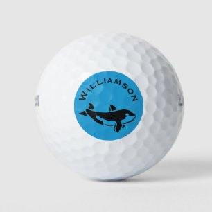 Monogram Name Ocean Beach Whale Golf Balls
