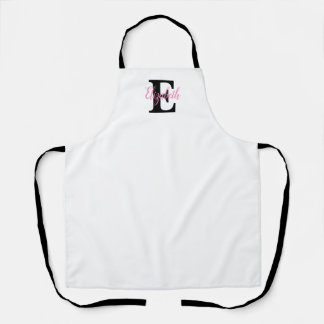 Monogram name on watercolor Flowers in pastels Apron