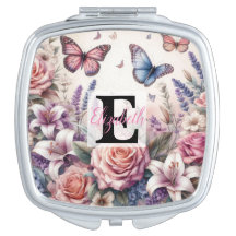 Monogram name on watercolor Flowers in pastels  