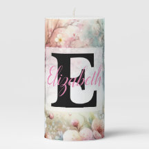 Monogram name on watercolor Flowers in pastels  Th