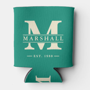 Monogram & Name Overlay Aqua Beach Breeze Can Cooler