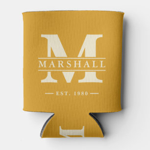 Monogram & Name Overlay Burnt Buttercup Can Cooler