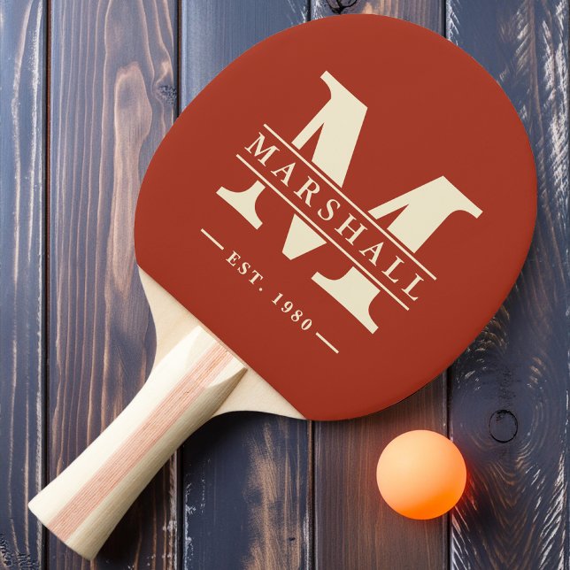 Monogram & Name Overlay Burnt Sienna Ping Pong Paddle (Creator Uploaded)