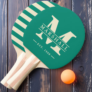 Monogram & Name Overlay Polo Aqua Beach Breeze Ping Pong Paddle