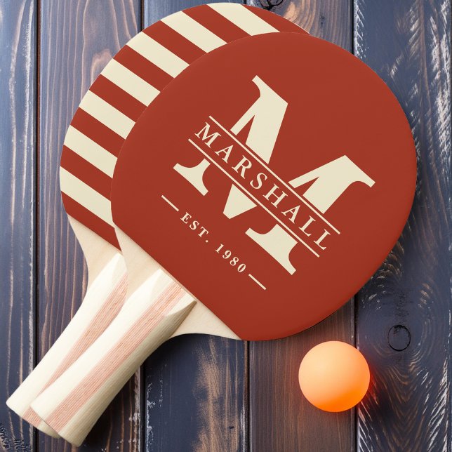 Monogram & Name Overlay Polo Burnt Sienna Ping Pong Paddle (Creator Uploaded)