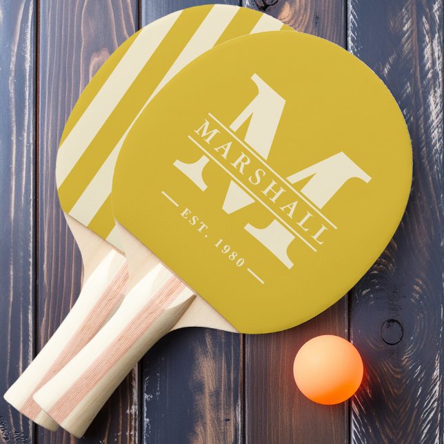 Monogram & Name Overlay Polo Striping Burnt Lemon Ping Pong Paddle (Creator Uploaded)