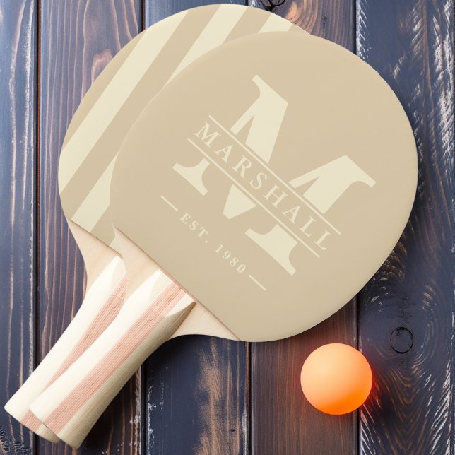 Monogram & Name Overlay Polo Striping Sand Dune Ping Pong Paddle (Creator Uploaded)