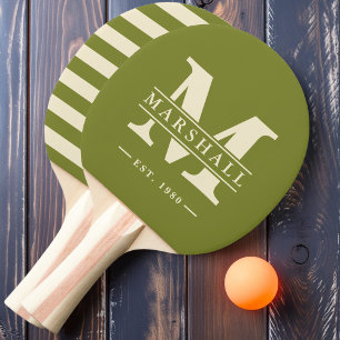 Monogram & Name Overlay Polo Willow Green Ping Pong Paddle