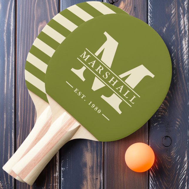 Monogram & Name Overlay Polo Willow Green Ping Pong Paddle (Creator Uploaded)