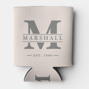 Monogram & Name Overlay Sandcastle Pink Can Cooler