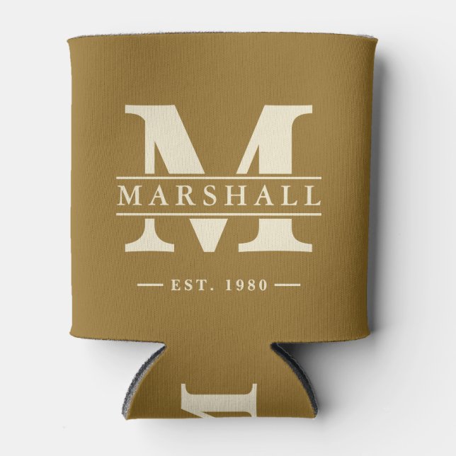 Monogram & Name Overlay Warm Desert Can Cooler (Front)