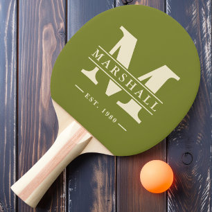 Monogram & Name Overlay Willow Green Ping Pong Paddle