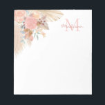 Monogram Name Pampas Grass Floral Notepad<br><div class="desc">This stylish notepad is decorated with watercolor pampas grass,  eucalyptus,  flowers,  and dried leaves.
Easily customisable.
Because we create our artwork you won't find this exact image from other designers.
Original Watercolor © Michele Davies.</div>