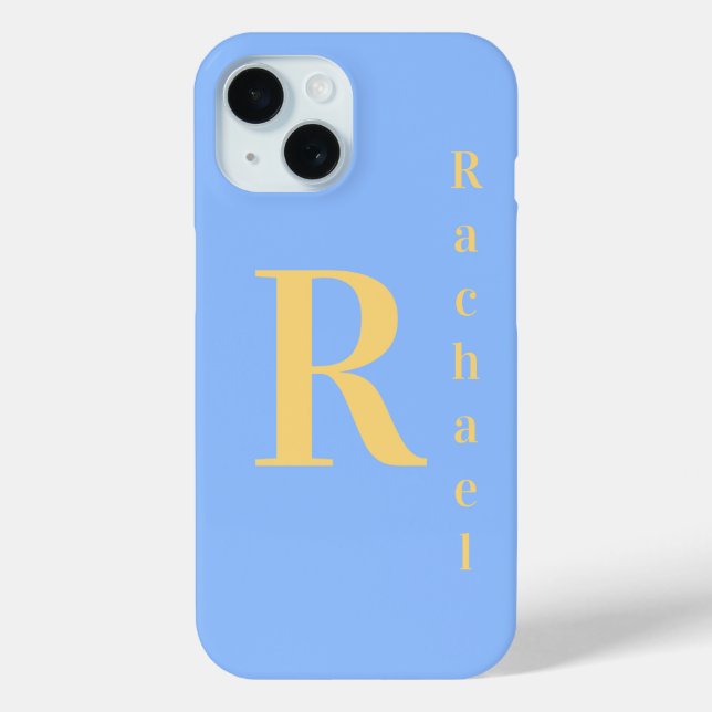 Monogram Name Pastel Blue Case-Mate iPhone Case (Back)