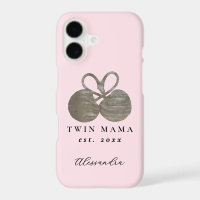 Monogram Name Pastel Pink Twin Mama Est. Year 