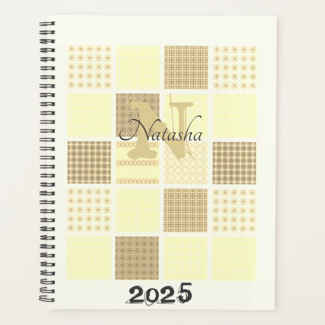 Monogram Name Pattern 2025 Modern Planner (Front)