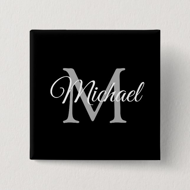 Monogram Name Personalised Black Template Square 15 Cm Square Badge (Front)