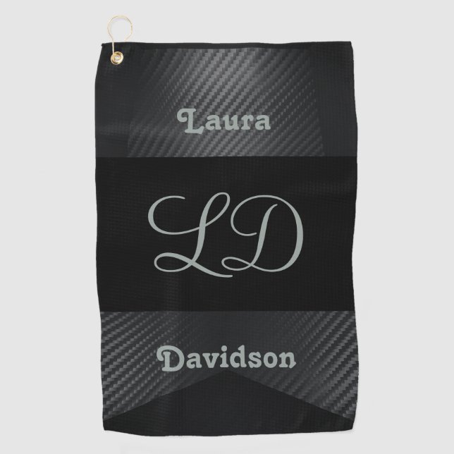 Monogram Name Personalised Custom Golf Towel (Front)