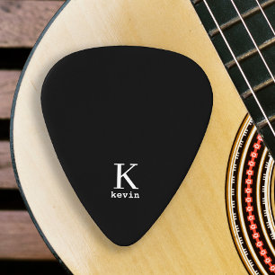 Monogram name personalised simple elegant guitar pick