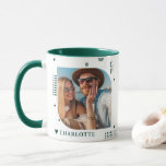Monogram Name Photo Trendy Simple Modern Mug<br><div class="desc">Monogram Name Photo Trendy Simple Modern Coffee Mug features one of your favourite photos with your personalised name and monogram in elegant green script. Personalise by editing the text in the text boxes provided. Perfect for birthday, Christmas, Mother's Day, Father's Day, sister, cousins, best friends and more. PHOTO TIP: centre...</div>