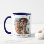 Monogram Name Photo Trendy Simple Modern Mug<br><div class="desc">Monogram Name Photo Trendy Simple Modern Coffee Mug features one of your favourite photos with your personalised name and monogram in elegant blue script. Personalise by editing the text in the text boxes provided. Perfect for birthday, Christmas, Mother's Day, Father's Day, sister, cousins, best friends and more. PHOTO TIP: centre...</div>