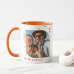 Monogram Name Photo Trendy Simple Modern Mug<br><div class="desc">Monogram Name Photo Trendy Simple Modern Coffee Mug features one of your favourite photos with your personalised name and monogram in elegant orange script. Personalise by editing the text in the text boxes provided. Perfect for birthday, Christmas, Mother's Day, Father's Day, sister, cousins, best friends and more. PHOTO TIP: centre...</div>