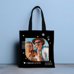 Monogram Name Photo Trendy Simple Modern Tote Bag<br><div class="desc">Monogram Name Photo Trendy Simple Modern Tote Bags features one of your favourite photos with your personalised name and monogram in elegant white script. Personalise by editing the text in the text boxes provided. Perfect for birthday, Christmas, Mother's Day, Father's Day, sister, cousins, best friends and more. PHOTO TIP: centre...</div>
