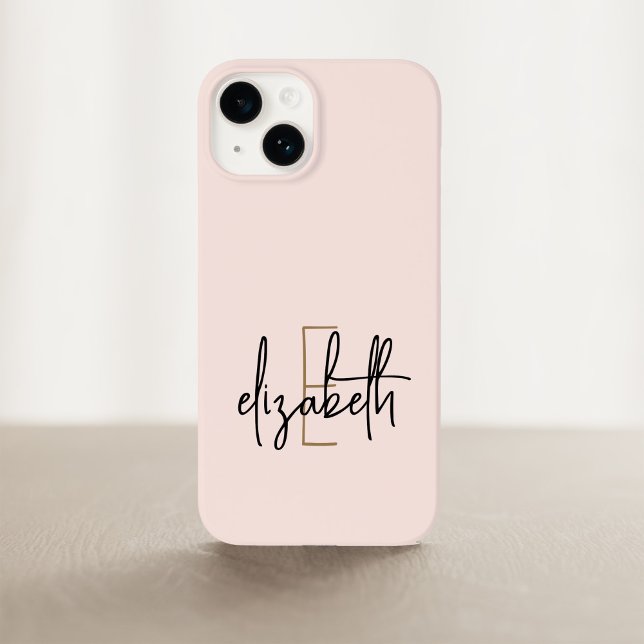 Monogram Name Pink Gold Modern  Case-Mate iPhone Case (Creator Uploaded)