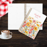 Monogram Name Pink Yellow Wildflowers Floral  Planner<br><div class="desc">Monogram this pretty pink and yellow wildflowers floral planner with your name or initials,  and add the year.  These make nice gifts no matter the time of year. They start on any date.</div>