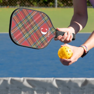 Monogram Name    Preppy Stewart Tartan Print, Pickleball Paddle
