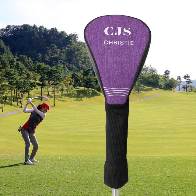 Monogram Name, Purple Denim Print, Driver Cover (Creator Uploaded)