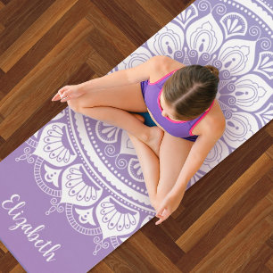 Monogram Name Purple Mandala Om Yoga Mat