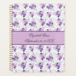 Monogram Name Purple Pink Floral Baby Daily  Planner