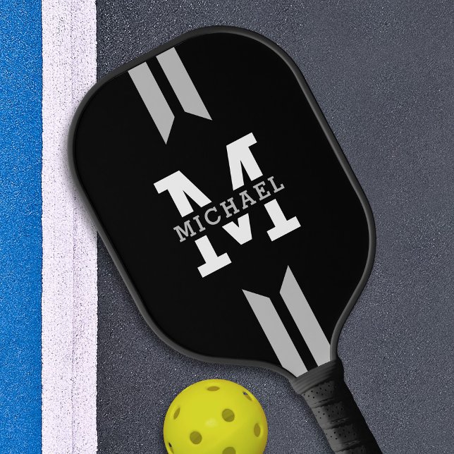 Monogram Name Racer Stripe Pickleball Paddle (Creator Uploaded)