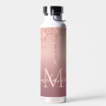 Monogram Name Rose Blush Glitter Water Bottle Gift<br><div class="desc">Monogram Name Text Rose Gold Blush Glitter Sparkle Personalised Birthday - Anniversary or Wedding Gift / Suppliest - Add Your Letter / Name - Text or Remove - Make Your Special Gift - Resize and move or remove and add text / elements with customisation tool. Design by MIGNED. Please see...</div>