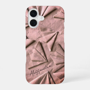 Monogram Name Rose Gold 3D Effect Toile Look Cool  iPhone 16 Case