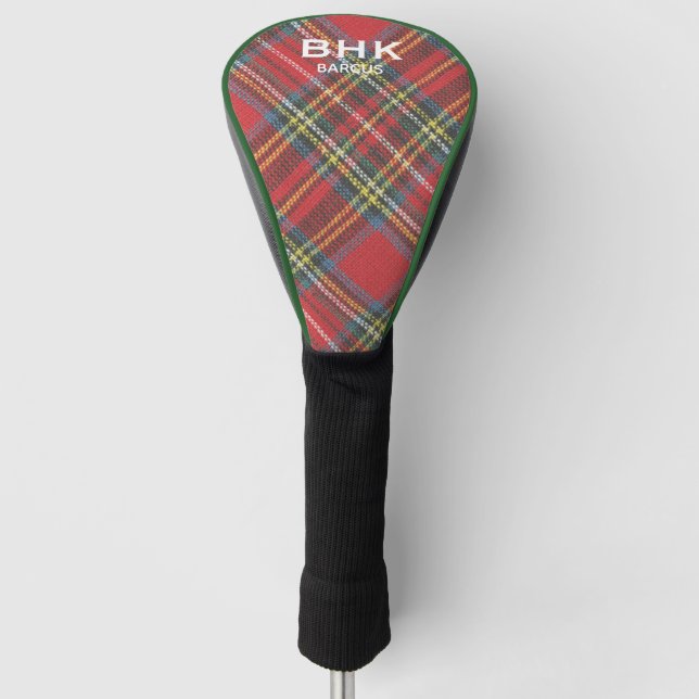 Monogram Name, Royal Stewart Tartan Plaid Golf Head Cover (Front)