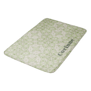 Monogram Name Sage Green Pattern   Bath Mat